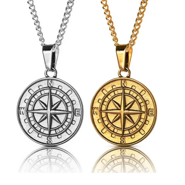 Compass Stainless Steel Pendant Necklace