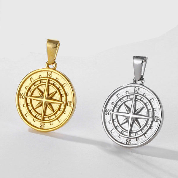 Compass Stainless Steel Pendant Necklace