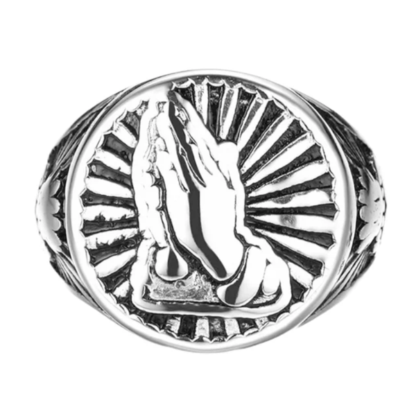 Praying Hands Men’s Ring – Sacred Heart Design