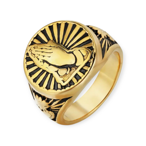 Praying Hands Men’s Ring – Sacred Heart Design
