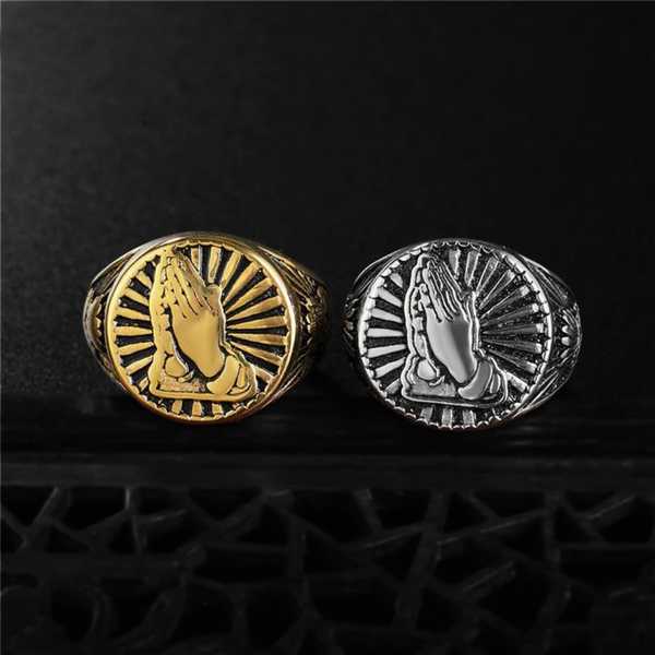 Praying Hands Men’s Ring – Sacred Heart Design