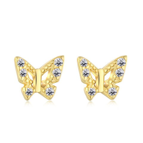 Butterfly Sterling Silver 18k Gold Plated Earrings