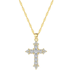 Small Cubic Zirconia Diamond Cross Pendant Necklace