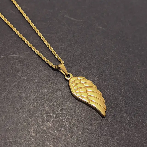 Angel Wing Pendant Stainless Steel Necklace Gold/Silver