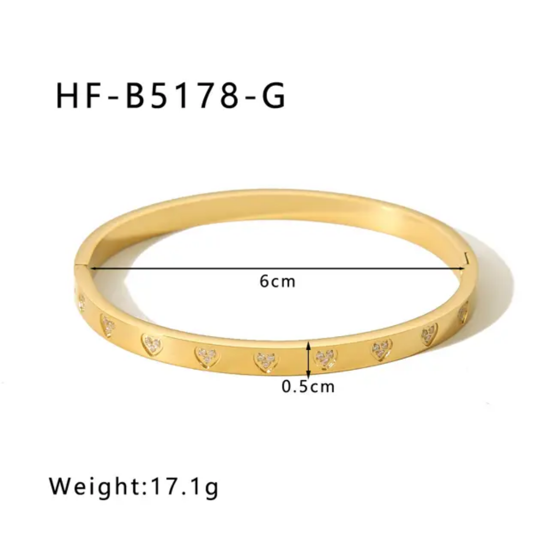 Love Heart Cubic Zirconia Cuff Bracelet