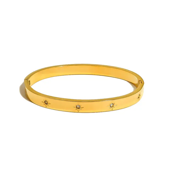 Star Flower Cubic Zirconia Cuff Bracelet