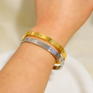 Star Flower Cubic Zirconia Cuff Bracelet