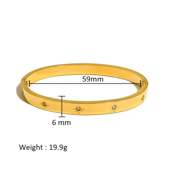 Star Flower Cubic Zirconia Cuff Bracelet