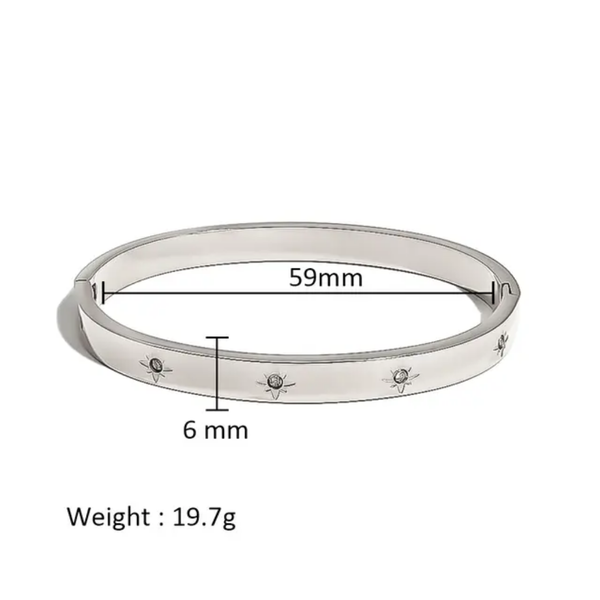 Star Flower Cubic Zirconia Cuff Bracelet