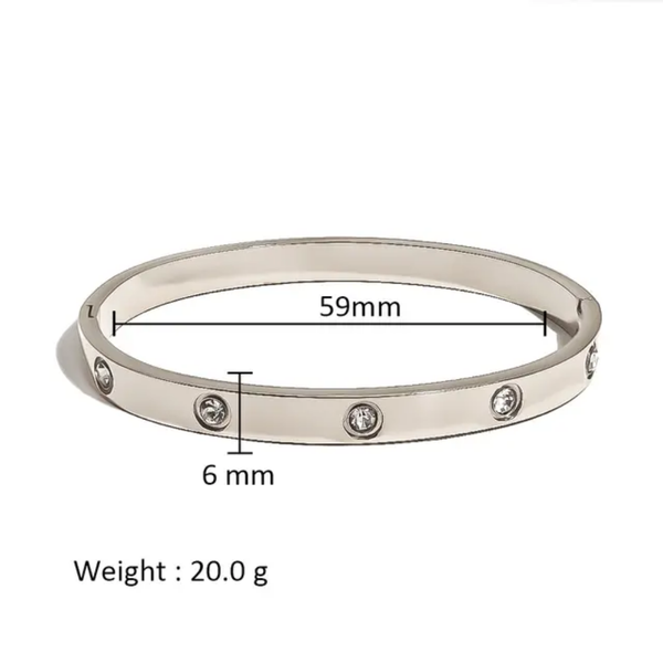 Round White Cubic Zirconia cuff Bracelet for Women