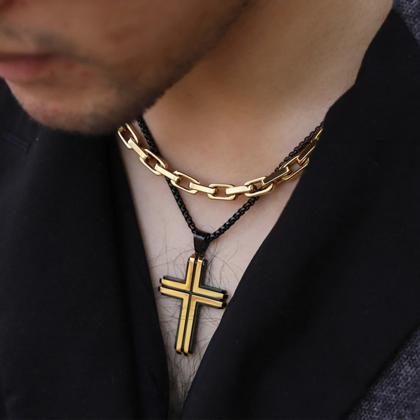 Two-tone Cross Pendant Necklace For Men