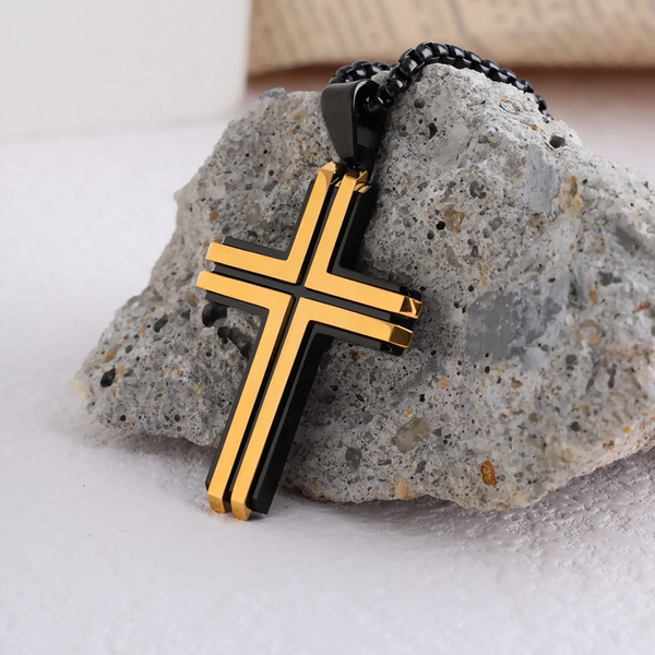 Two-tone Cross Pendant Necklace For Men