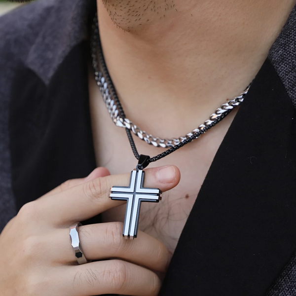 Two-tone Cross Pendant Necklace For Men