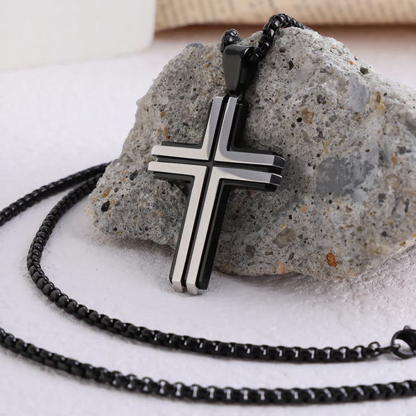 Two-tone Cross Pendant Necklace For Men