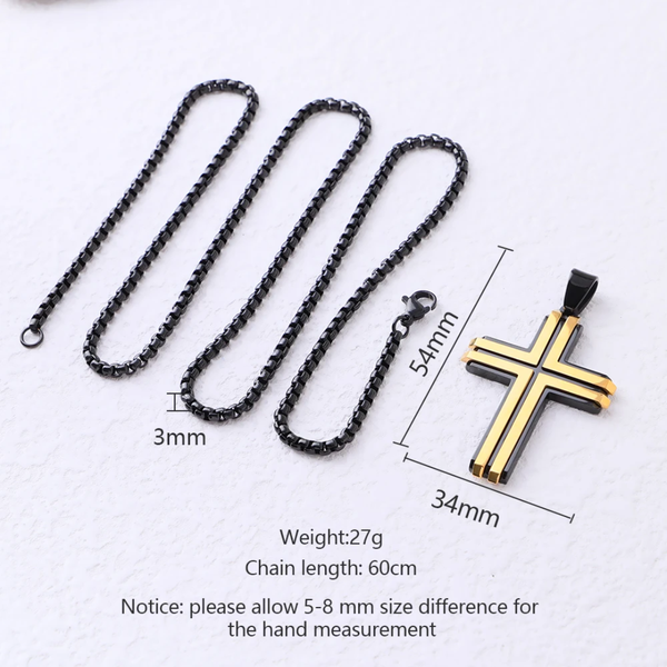 Two-tone Cross Pendant Necklace For Men