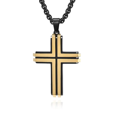 Two-tone Cross Pendant Necklace For Men