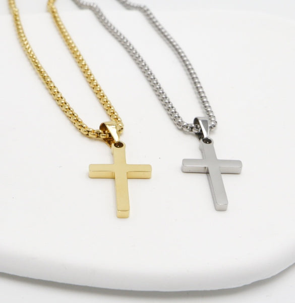 Small Cross Pendant Stainless Steel Necklace