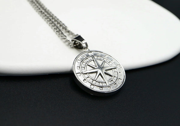 Compass Stainless Steel Pendant Necklace