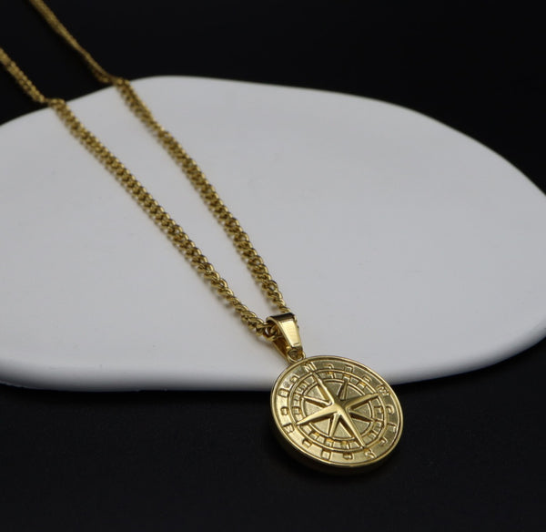 Compass Stainless Steel Pendant Necklace