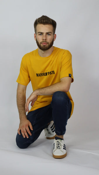NARROW PATH EMBROIDERED TEE MUSTARD