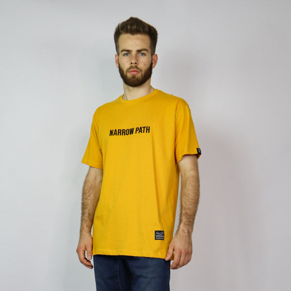 NARROW PATH EMBROIDERED TEE MUSTARD