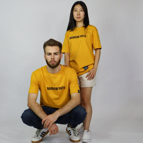NARROW PATH EMBROIDERED TEE MUSTARD