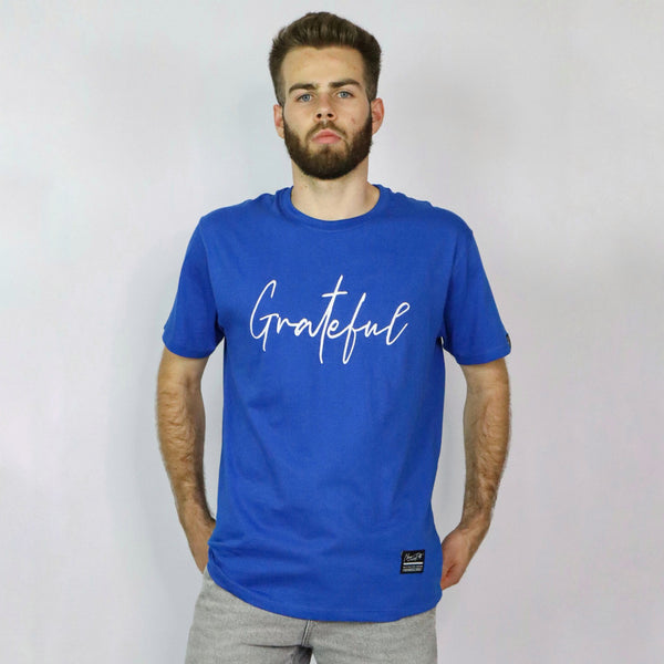 GRATEFUL EMBROIDERED TEE BLUE