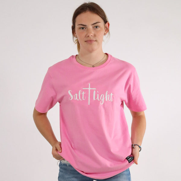 SALT + LIGHT EMBROIDERED TEE PINK