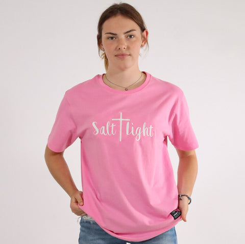 SALT + LIGHT EMBROIDERED TEE PINK