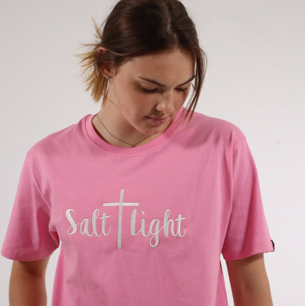 SALT + LIGHT EMBROIDERED TEE PINK