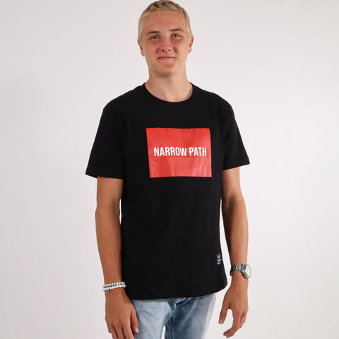 RED NARROW PATH BOX PRINT TEE