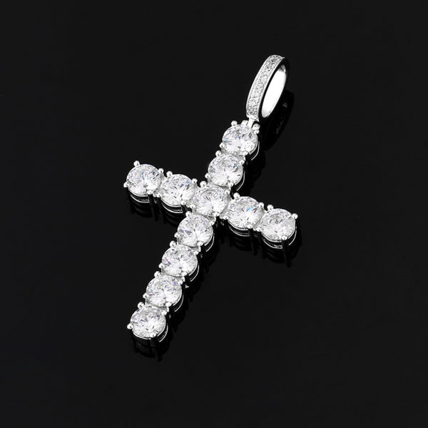 18K Gold Plated - Cubic Zirconia Diamond Cross Pendant Necklace