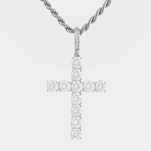 18K Gold Plated - Cubic Zirconia Diamond Cross Pendant Necklace