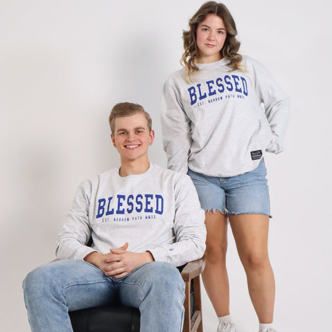 BLESSED EMBROIDERED LOGO SWEATSHIRT GREY