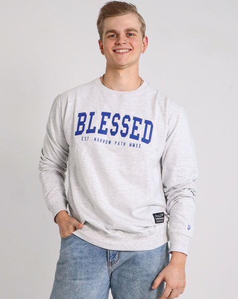 BLESSED EMBROIDERED LOGO SWEATSHIRT GREY