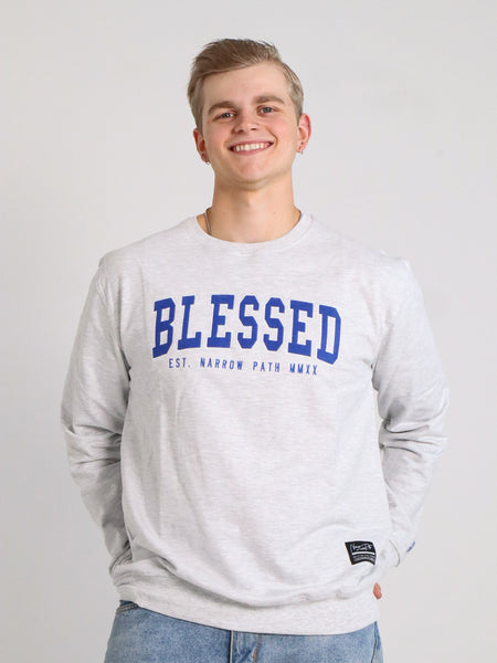 BLESSED EMBROIDERED LOGO SWEATSHIRT GREY