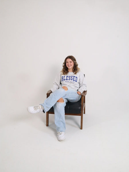 BLESSED EMBROIDERED LOGO SWEATSHIRT GREY