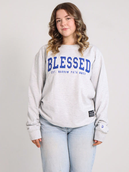 BLESSED EMBROIDERED LOGO SWEATSHIRT GREY