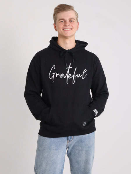 GRATEFUL EMBROIDERED LOGO HOODIE BLACK