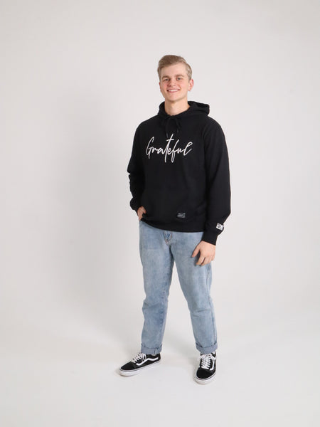 GRATEFUL EMBROIDERED LOGO HOODIE BLACK