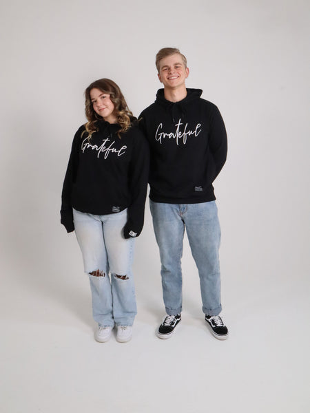 GRATEFUL EMBROIDERED LOGO HOODIE BLACK