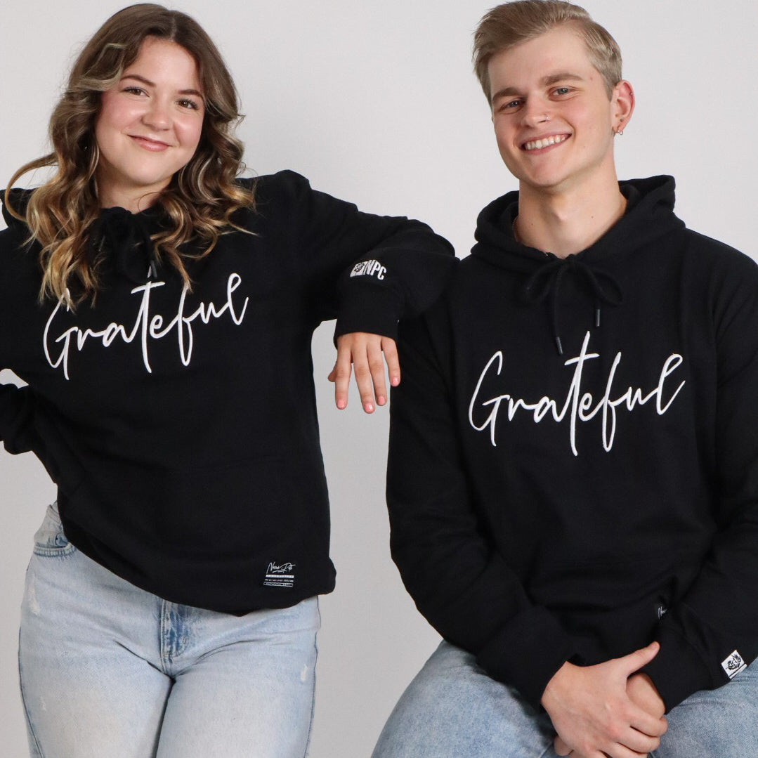 GRATEFUL EMBROIDERED LOGO HOODIE BLACK