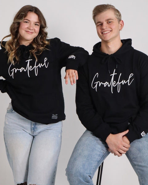 GRATEFUL EMBROIDERED LOGO HOODIE BLACK