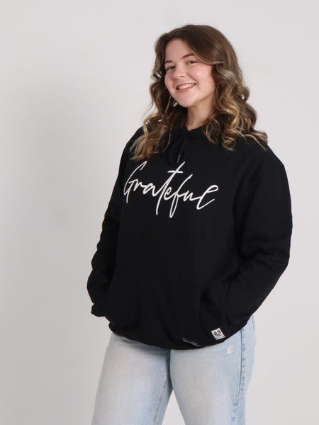 GRATEFUL EMBROIDERED LOGO HOODIE BLACK
