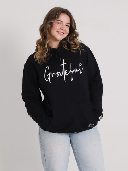 GRATEFUL EMBROIDERED LOGO HOODIE BLACK