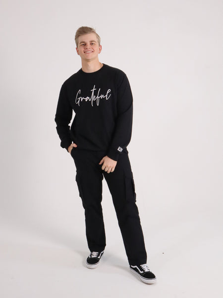 GRATEFUL EMBROIDERED SWEATSHIRT BLACK