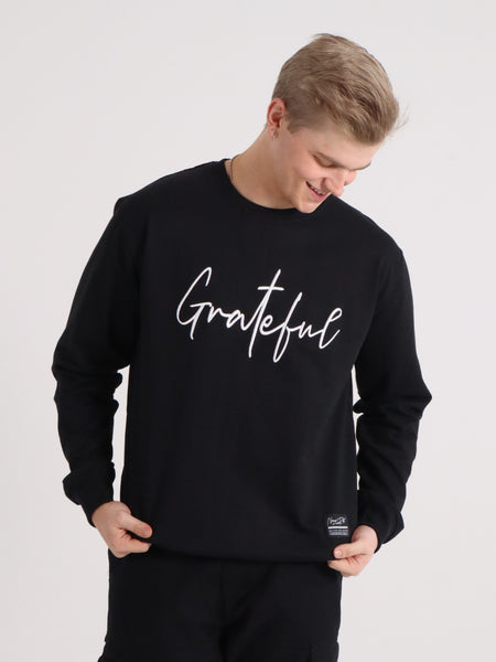 GRATEFUL EMBROIDERED SWEATSHIRT BLACK