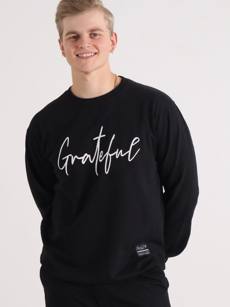GRATEFUL EMBROIDERED SWEATSHIRT BLACK