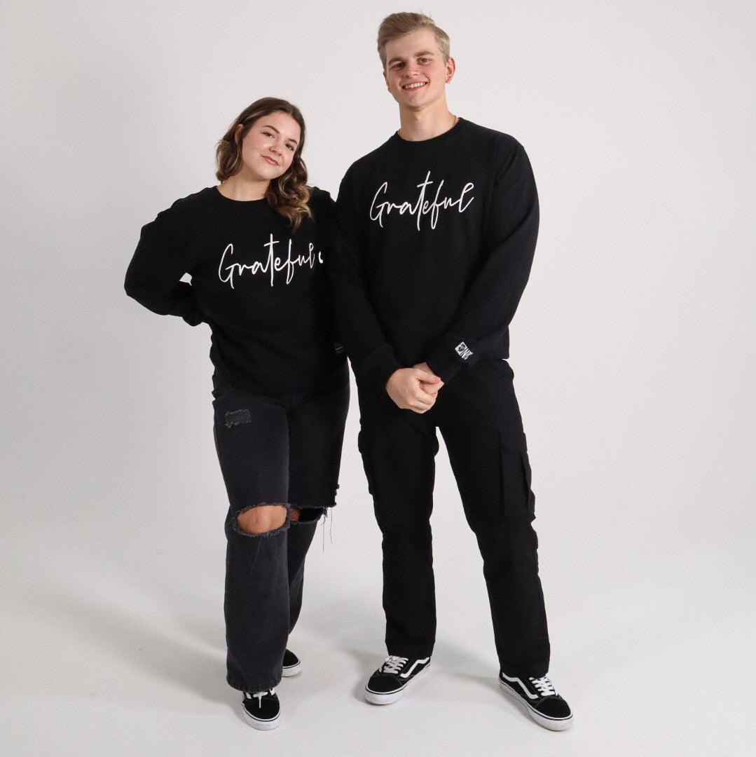 GRATEFUL EMBROIDERED SWEATSHIRT BLACK