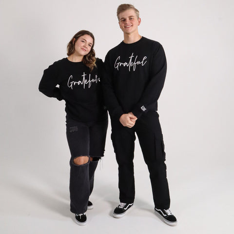 GRATEFUL EMBROIDERED SWEATSHIRT BLACK